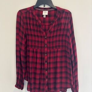 ZAC & RACHEL Red Plaid Button-Front Women's Top